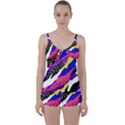 Colorful Abstract Waves Pattern Tie Front Two Piece Tankini View1