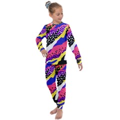 Colorful Abstract Waves Pattern Kids  Long Sleeve Set  by teeziner