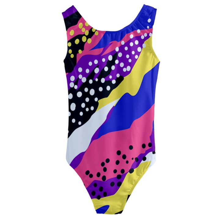 Colorful Abstract Waves Pattern Kids  Cut-Out Back One Piece Swimsuit