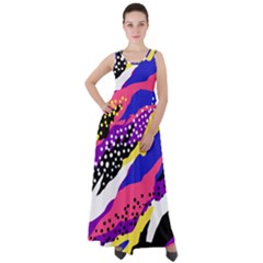 Colorful Abstract Waves Pattern Empire Waist Velour Maxi Dress by teeziner