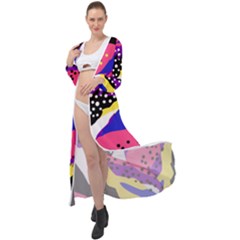 Colorful Abstract Waves Pattern Maxi Chiffon Beach Wrap