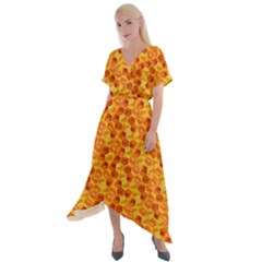 Honeycomb Cross Front Sharkbite Hem Maxi Dress by retrotoomoderndesigns