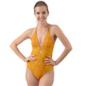 Sunshine Orange Halter Cut-Out One Piece Swimsuit View1