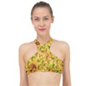 Orange Yellow Sunflowers High Neck Bikini Top View1