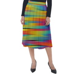 Rainbow Swirl Classic Velour Midi Skirt  by retrotoomoderndesigns