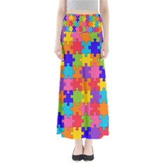 Rainbow Jigsaw Puzzle Full Length Maxi Skirt