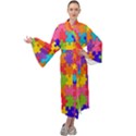 Rainbow Jigsaw Puzzle Maxi Velour Kimono View1