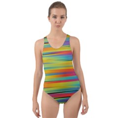 Rainbow Swirl Cut-out Back One Piece Swimsuit by retrotoomoderndesigns