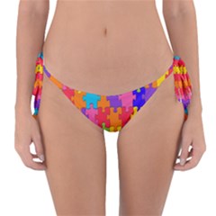 Rainbow Jigsaw Puzzle Reversible Bikini Bottom by retrotoomoderndesigns