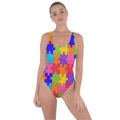 Rainbow Jigsaw Puzzle Bring Sexy Back Swimsuit by retrotoomoderndesigns