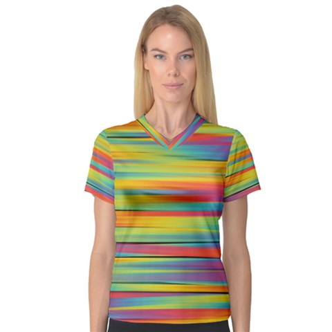 Rainbow Swirl V-neck Sport Mesh Tee by retrotoomoderndesigns