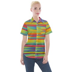 Rainbow Swirl Women s Short Sleeve Pocket Shirt