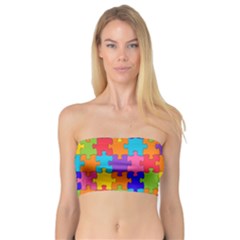 Rainbow Jigsaw Puzzle Bandeau Top by retrotoomoderndesigns