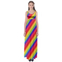 Rainbow Diagonal Stripes Empire Waist Maxi Dress by retrotoomoderndesigns