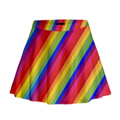 Rainbow Diagonal Stripes Mini Flare Skirt by retrotoomoderndesigns