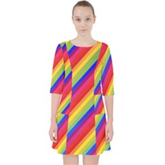 Rainbow Diagonal Stripes Pocket Dress by retrotoomoderndesigns