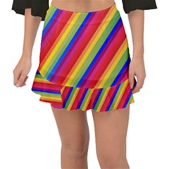 Rainbow Diagonal Stripes Fishtail Mini Chiffon Skirt by retrotoomoderndesigns