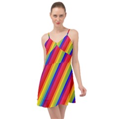 Rainbow Diagonal Stripes Summer Time Chiffon Dress