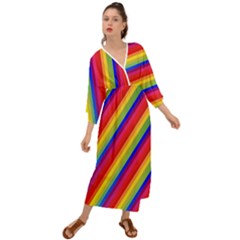 Rainbow Diagonal Stripes Grecian Style  Maxi Dress