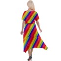 Rainbow Diagonal Stripes Cross Front Sharkbite Hem Maxi Dress View2