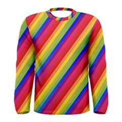 Rainbow Diagonal Stripes Men s Long Sleeve Tee by retrotoomoderndesigns