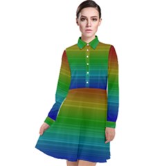 Dark Rainbow Stripes Long Sleeve Chiffon Shirt Dress by retrotoomoderndesigns