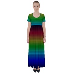 Dark Rainbow Stripes High Waist Short Sleeve Maxi Dress by retrotoomoderndesigns