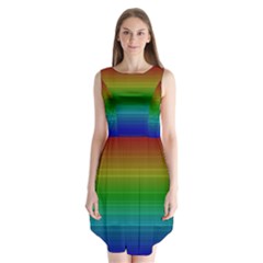 Dark Rainbow Stripes Sleeveless Chiffon Dress   by retrotoomoderndesigns