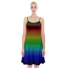 Dark Rainbow Stripes Spaghetti Strap Velvet Dress by retrotoomoderndesigns