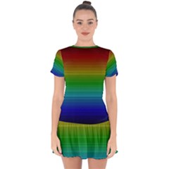 Dark Rainbow Stripes Drop Hem Mini Chiffon Dress by retrotoomoderndesigns