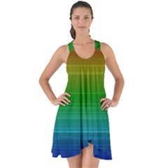 Dark Rainbow Stripes Show Some Back Chiffon Dress by retrotoomoderndesigns