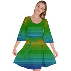 Dark Rainbow Stripes Velour Kimono Dress