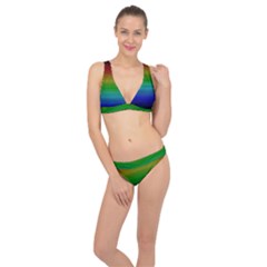 Dark Rainbow Stripes Classic Banded Bikini Set  by retrotoomoderndesigns