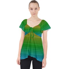 Dark Rainbow Stripes Lace Front Dolly Top by retrotoomoderndesigns