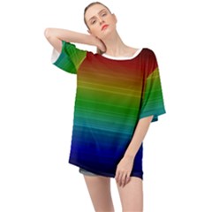 Dark Rainbow Stripes Oversized Chiffon Top