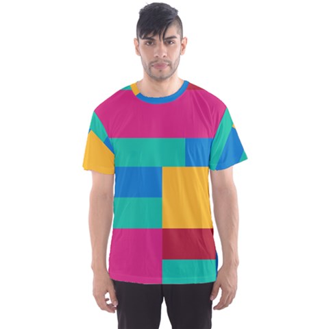 Rainbow Color Blocks Men s Sports Mesh Tee by retrotoomoderndesigns