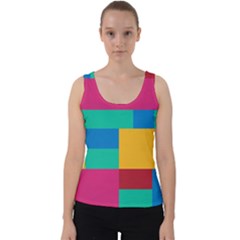 Rainbow Color Blocks Velvet Tank Top by retrotoomoderndesigns