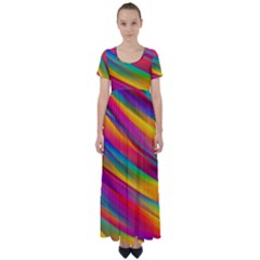 Rainbow Dreams High Waist Short Sleeve Maxi Dress by retrotoomoderndesigns