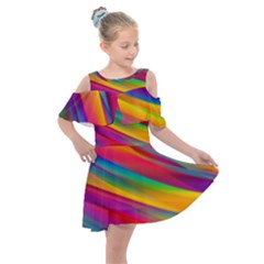 Rainbow Dreams Kids  Shoulder Cutout Chiffon Dress by retrotoomoderndesigns