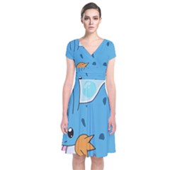 Patokip Short Sleeve Front Wrap Dress