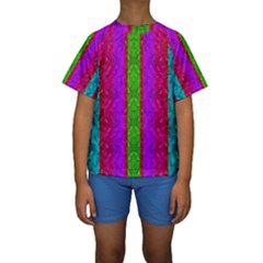 Rose Petals As A Rainbow Of Decorative Colors Kids  Short Sleeve Swimwear by pepitasart