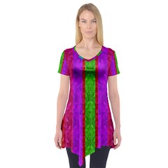 Rose Petals As A Rainbow Of Decorative Colors Short Sleeve Tunic  by pepitasart