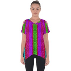 Rose Petals As A Rainbow Of Decorative Colors Cut Out Side Drop Tee by pepitasart