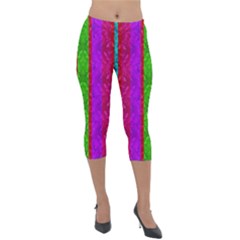 Rose Petals As A Rainbow Of Decorative Colors Lightweight Velour Capri Leggings  by pepitasart