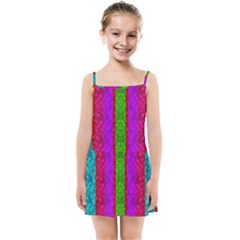 Rose Petals As A Rainbow Of Decorative Colors Kids  Summer Sun Dress by pepitasart