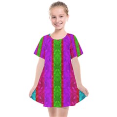 Rose Petals As A Rainbow Of Decorative Colors Kids  Smock Dress by pepitasart