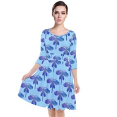 Blue Dragonfly  Quarter Sleeve Waist Band Dress