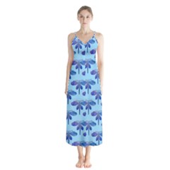 Blue Dragonfly  Button Up Chiffon Maxi Dress by VeataAtticus