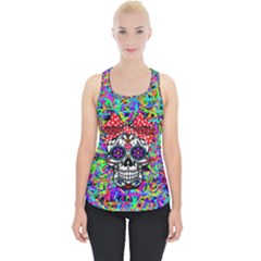 Colorful Skull With Bow Piece Up Tank Top by PatienceGreen