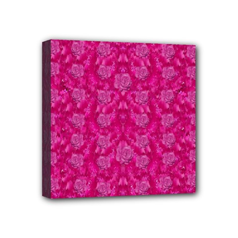 Roses And Roses A Soft Flower Bed Ornate Mini Canvas 4  X 4  (stretched) by pepitasart